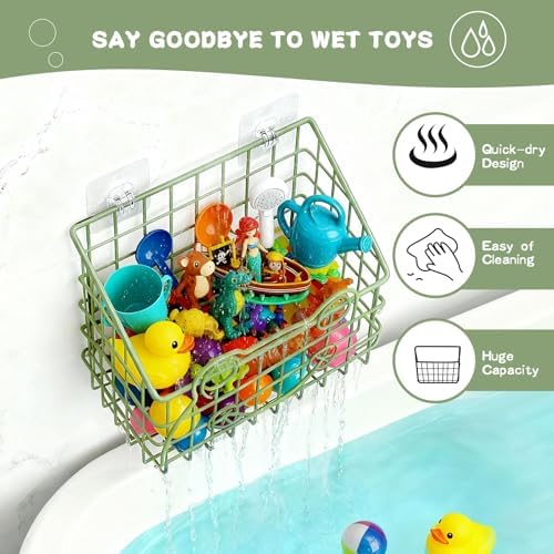 Greentainer 2 Pack Bath Toy Storage Organizer, Large Rustproof Metal Wire Basket - Image 4