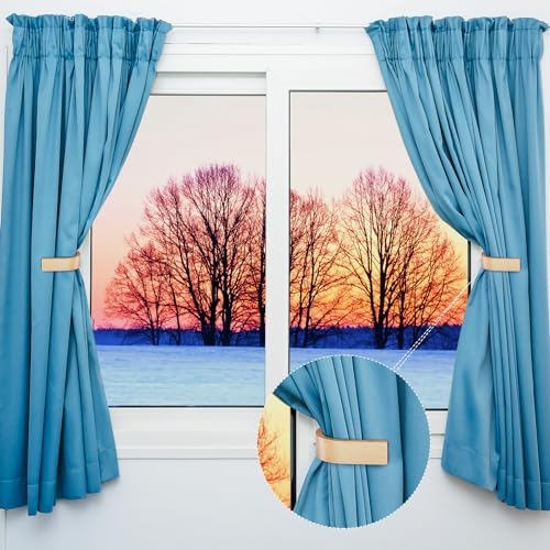 Kigley 4 Pcs Curtain Tiebacks Wood Holdbacks Wooden Curtain Hooks U Shaped - Image 6