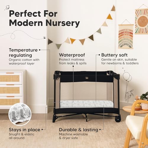 2 Pack and Play Sheets, Waterproof Mini Crib Sheet Fitted 38x26 - Image 5