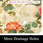 Shower Mat Non Slip 26.8 x 15.1 Inches, Vintage Rose Bathtub Mat Shower Stall - Image 2