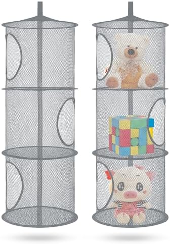 2Pcs Hanging Stuffed Animal Storage Hammock Net 3 Tiers - Image 5