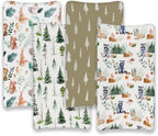 4 Pack Changing Pad Covers Woodland Forest Animals Wood Neutral Unisex Fitted - Image 6