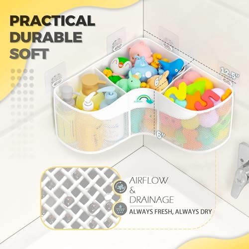 Austion 3-Compartment Corner Bath Toy Storage Organizer - Image 3