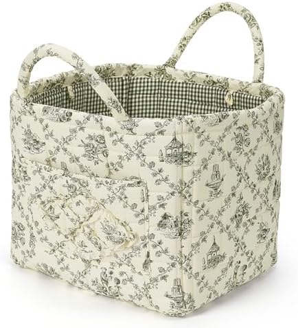 Floral Fabric Storage Basket Car Interior Storage Basket Underwear Sundries by CEUTNIZ
