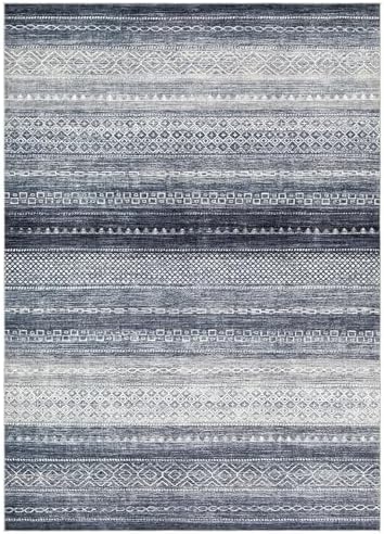 Nakagishi Boho 4x6 Area Rug Living Room Rugs Machine Washable Denim Blue - Image 7