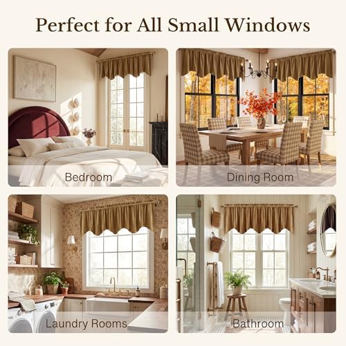 StangH Gold Brown Fall Decor Scalloped Valance 52x18 Inch, 1 Panel - Image 6