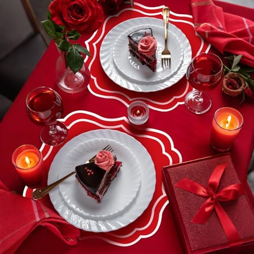 100 Pcs Red Paper Placemats 13.4 x 12 Inch Disposable Scalloped Valentines - Image 5