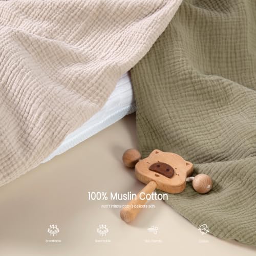 lulumoon Muslin Bassinet Sheets 3Pack: Fitted Most Bedside Sleeper Mattress - Image 4