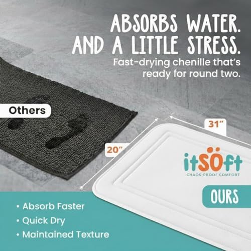 ITSOFT Memory Foam Bath Mat 31x20, Non Slip, Machine Washable, Quick Dry & - Image 3