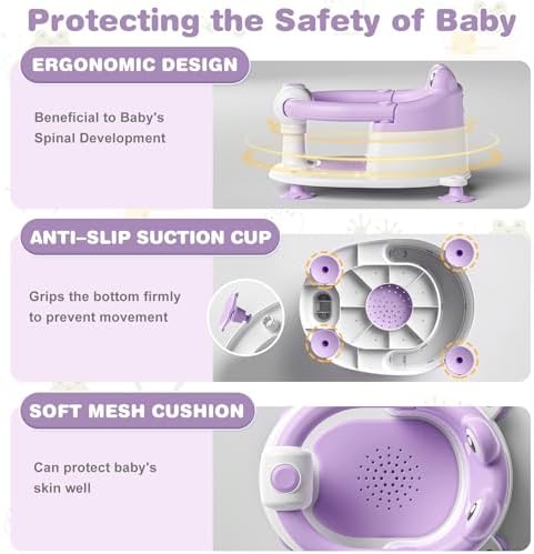 Baby Bath Seat for Babies 6 Months & up Non-Slip Toddler Bath Seats for Sitting - Image 5