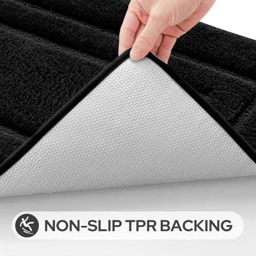 HOMEIDEAS Bathroom Rugs Sets 2 Piece, Soft Extra Long Bath Mat Black - Image 6