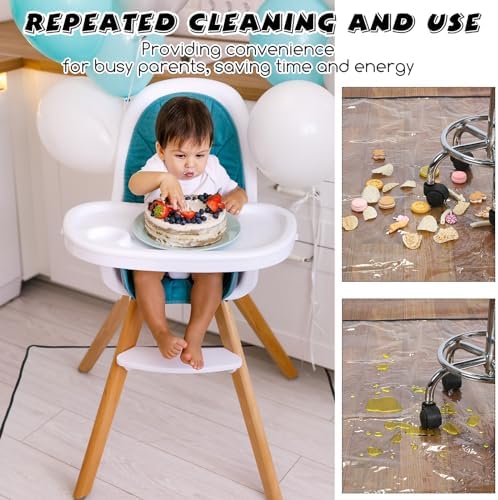 Wenqik 3 Pack Splat Mat for Under High Chair, 47x47 in Clear Plastic - Image 3