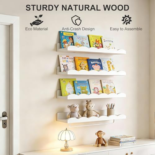 Fixwal Nursery Shelves, 16.5 Inch Floating Bookshelves - Image 4