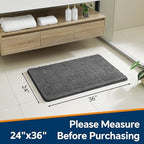 Chenille Bathroom Rug 24"x36" Dark Gray, Non-Slip Plush Bath Mat - Image 2