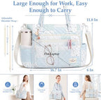 WOBAGMEN Teacher Tote Bag for Women, Quilted Floral Laptop Work Tote - Image 4