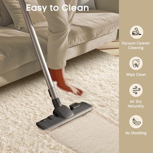 Ophanie Area Rugs for Bedroom, Christmas Upgrade Non-Slip Ivory Fluffy Soft - Image 3