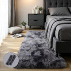 Dark Grey Fluffy Shag Rug 2x6 by KICHOWUA
