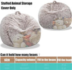 Fluffy Stuffed Animal Storage Bean Bag Chair Cover, Faux Fur Comfy Bean Bag - Image 4