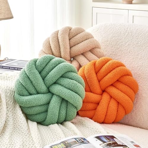 Uvvyui Knot Pillows, 14 Inch Decorative Throw Pillows Round Pillows Cushion - Image 3