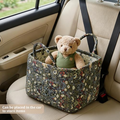 Floral Fabric Storage Basket Car Interior Storage Basket Underwear Sundries - Image 3