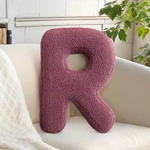 Letter Pillow for Couch Dark Red Initial Alphabet R Throw Pillow by huraty