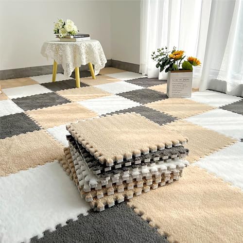 ZENOWICK 12 Pcs Plush Interlocking Carpet Tiles, Puzzle Play Mats by Zenowick