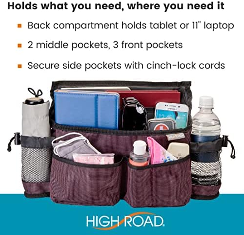 Mobility Scooter Bag with Bottle and Cup Holders and 6 Organized Pockets - Image 2