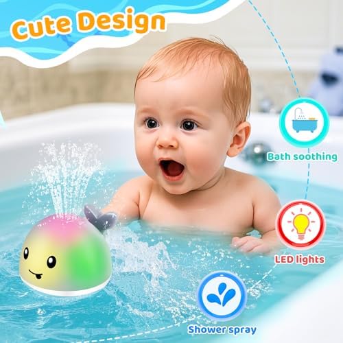 WAVISA Whale Bath Toy Sprinkler, Light Up Baby Bath Toys - Image 2
