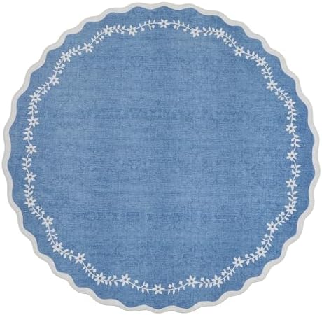GarveeHome Round Rugs 4ft Scalloped Washable Small Circle Rug - Image 4