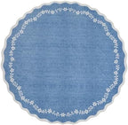 GarveeHome Round Rugs 4ft Scalloped Washable Small Circle Rug - Image 4