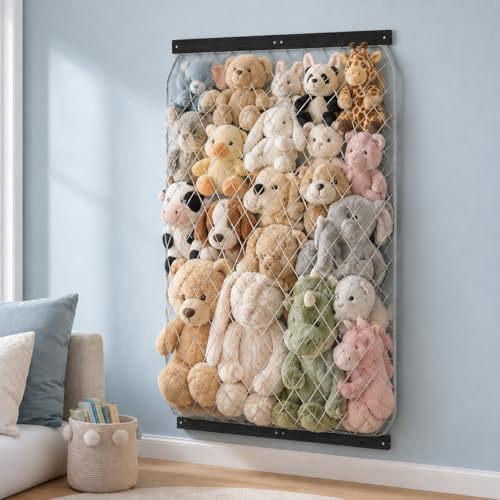 Stuffed Animal Storage Net, Elastic Stuffed Toy Holder, Door/Wall Mount Length by VOMELON