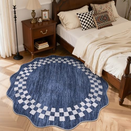 GarveeHome Scalloped Round Rug 4ft Washable Modern Solid Color Circle Rugs - Image 2