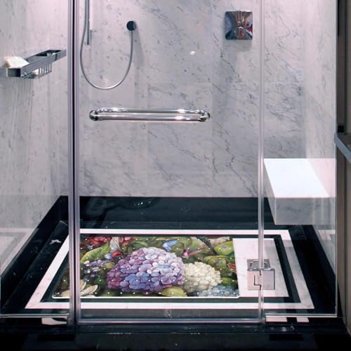 Bathtub Mat Non Slip 26.8x15.1 Inch, Hummingbird Floral Hydrangea Shower Mat - Image 6