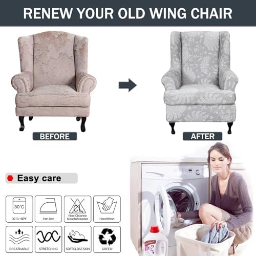 NILUOH Wingback Chair Covers 2-Piece, Armchair Slipcovers - Image 6