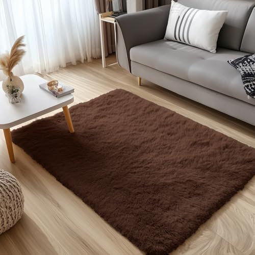OLANLY 4x4 Machine Washable Accent Rug, Soft Fluffy Shaggy Area Rug - Image 3
