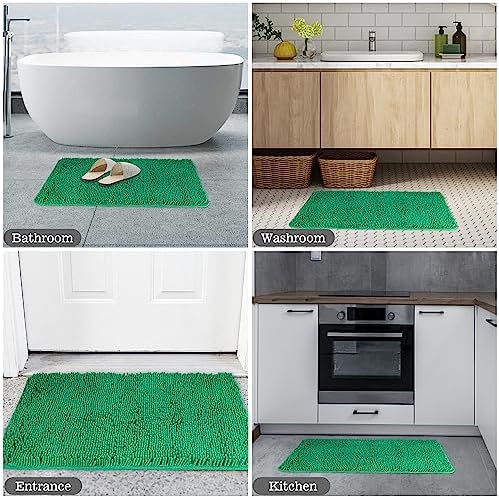 Yeaban Chenille Emerald Bathroom Rug 20"x32", Non-Slip Rubber Backing - Image 6