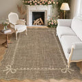 GarveeHome Scalloped Bow Rug 8x10 Washable Brown Rug by GarveeHome