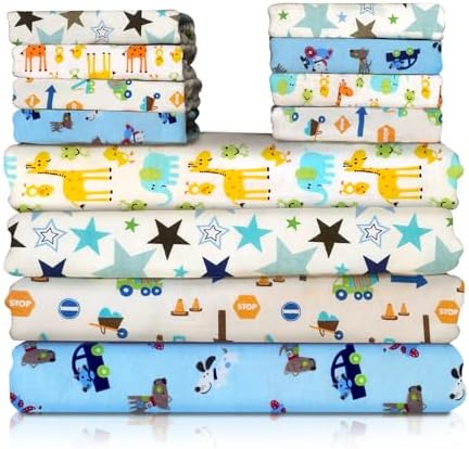 Receiving Blanket for Baby – 4 Pack – 30 inch x 30 inch – 100% Flannel Cotton by Omilion