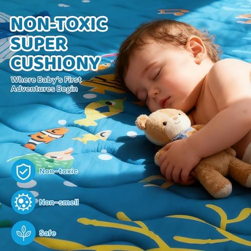 RONGFA Baby Play Mat for Floor, Playpen Mat for Toddlers Infant Kids, Machine - Image 4
