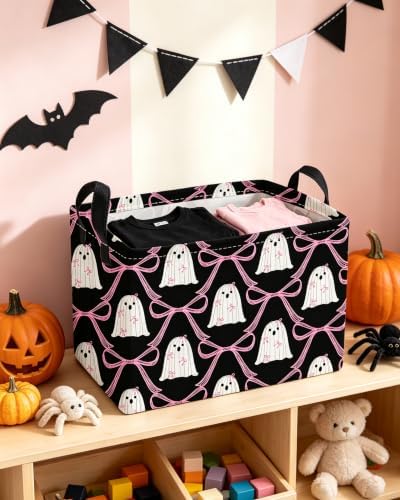 Essme Rectangular Halloween Basket, Ghost Storage Bins Organizer - Image 4