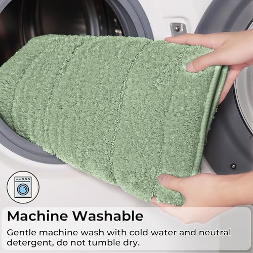 GRANNY SAYS Sage Green U Shaped Toilet Rug 20" x 24", Non-Slip Bath Mat - Image 7