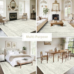 Washable Rugs 8x10 Area Rug for Living Room, Dining Room-Beige Green - Image 6