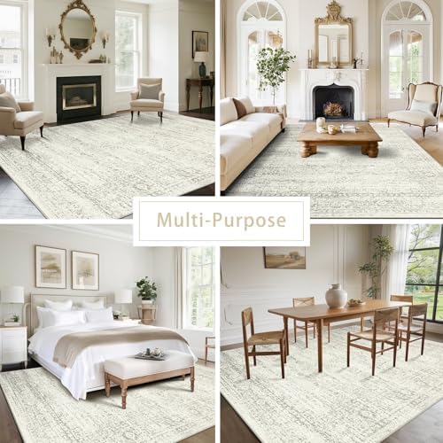 Washable Rugs 5x7 Area Rugs for Living Room, Dining Room-Beige Green - Image 6
