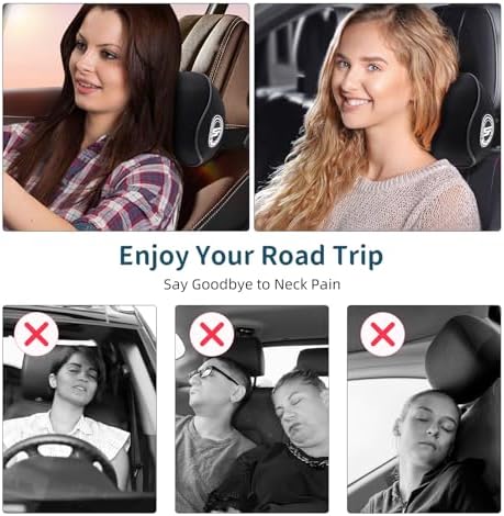 2 Pack - Car Headrest Pillow for Neck Support, 100% Memory Foam Car Pillow - Image 4