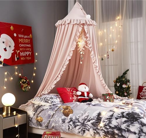 VETHIN Bed Canopy for Girls, Princess Round Dome Dreamy Mosquito Net Bedding - Image 2