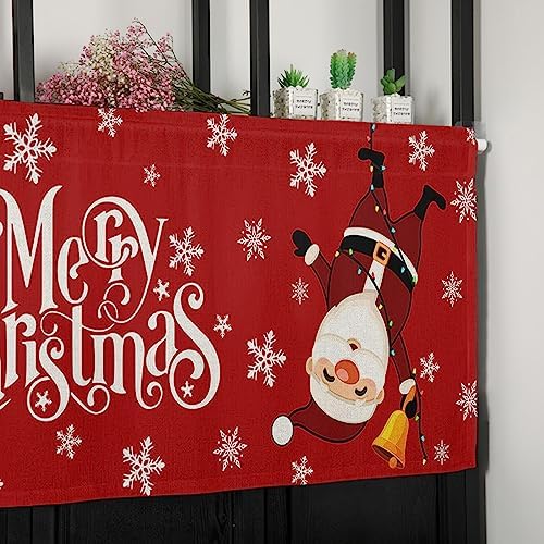 Red Merry Christmas Valance Curtains - Image 7