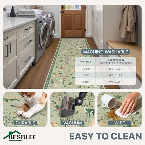 BESBLEE 2X8 Washable Kitchen Runner Rug, Animal Non Slip - Image 5