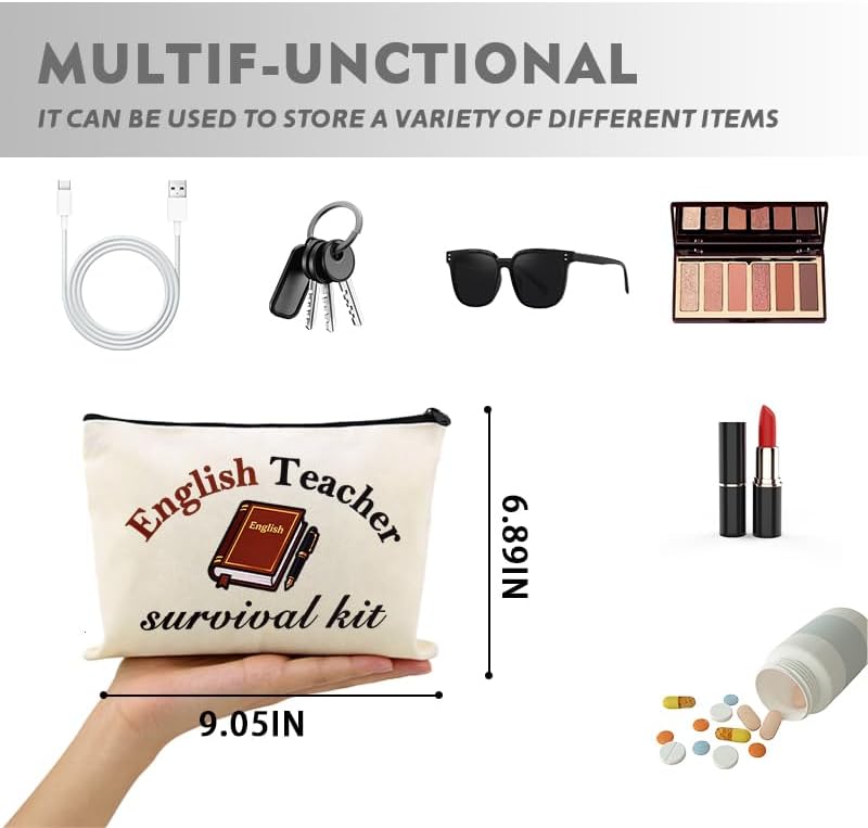 Funny English Teacher Survival Kit Bag Travel Toiletry Makeup Organizer Pouch - Image 2