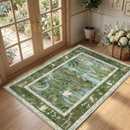 2x3 Washable Area Rug for Entryway Non Slip Safari Nursery Rug Green Kids Room - Image 3
