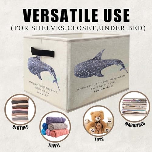 Ocean Whale Shark Christian Storage Bins Basket, Coastal Isaiah 43:2 Bible - Image 2